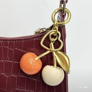 Orange & Cream Cherry Bag Charm/ Keychain New